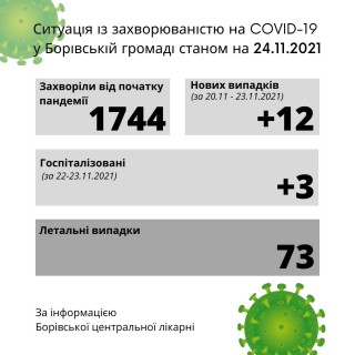 Ситуація із захворюваністю на COVID-19 у Борівській громаді станом на 24 листопада 2021 року
