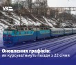 Укрзалізниця повідомляє про зміни у графіках руху поїздів з 22 січня 2026 року
