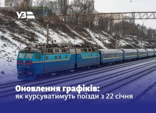Укрзалізниця повідомляє про зміни у графіках руху поїздів з 22 січня 2026 року