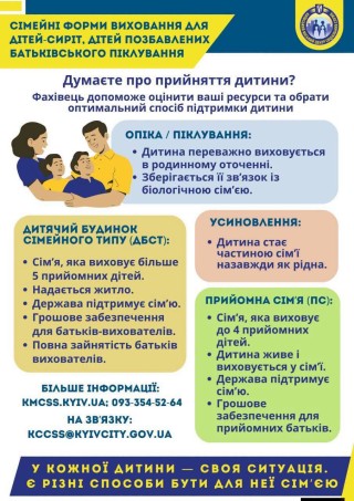 Сімейні форми влаштування дітей: усиновлення та опіка і піклування